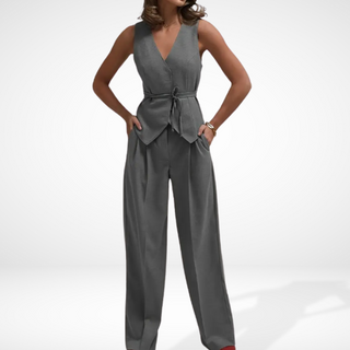 Mono de mujer con cinturón y escote cruzado - Colleen