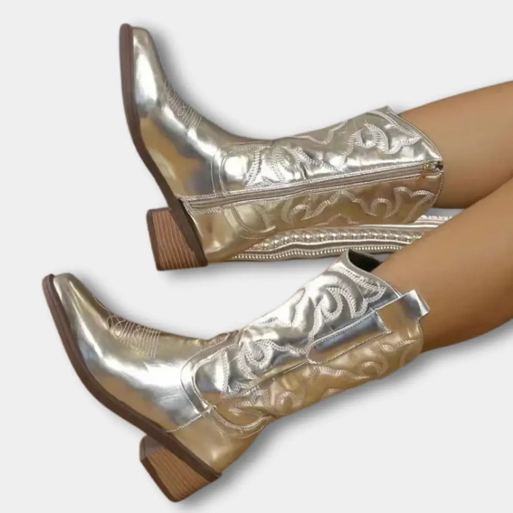Botas cowboy bordado metalizado para Mujer – Lynn
