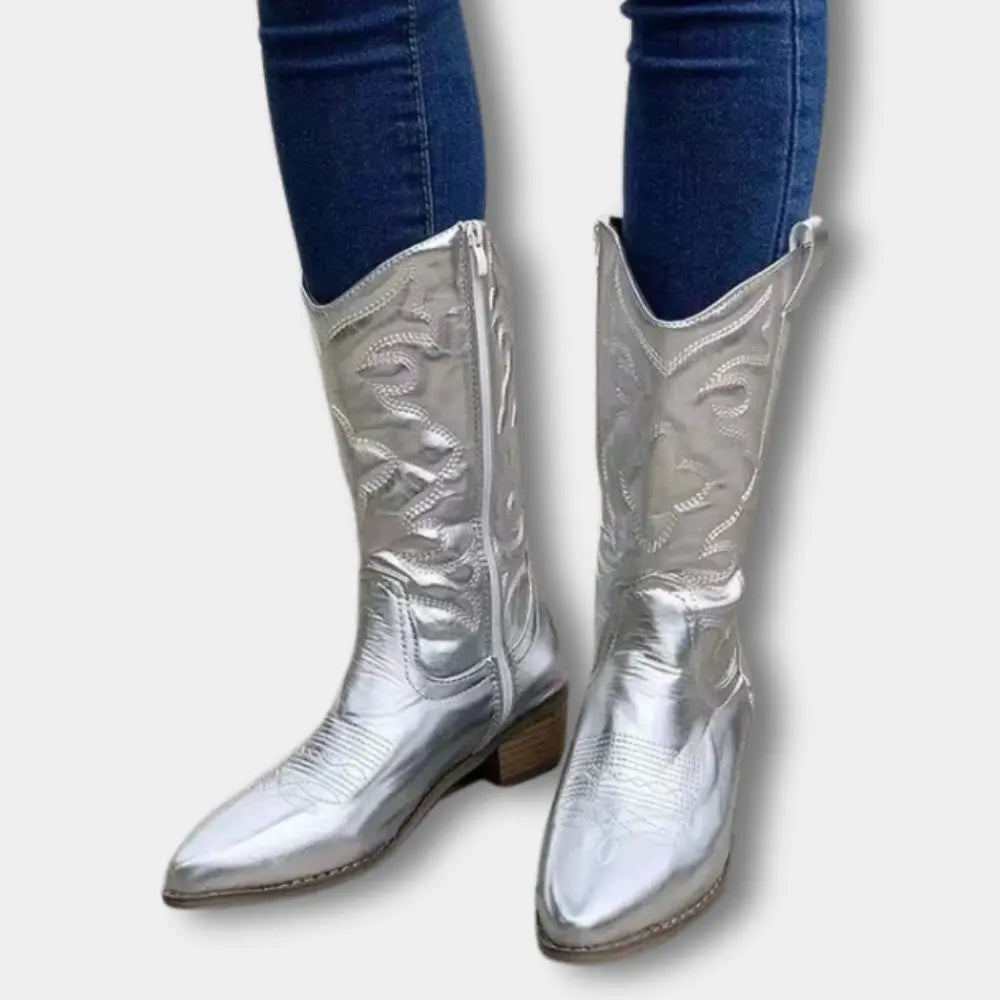 Botas cowboy bordado metalizado para Mujer – Lynn