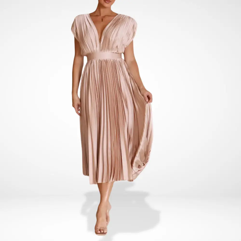 Vestido plisado con escote profundo – Wendy