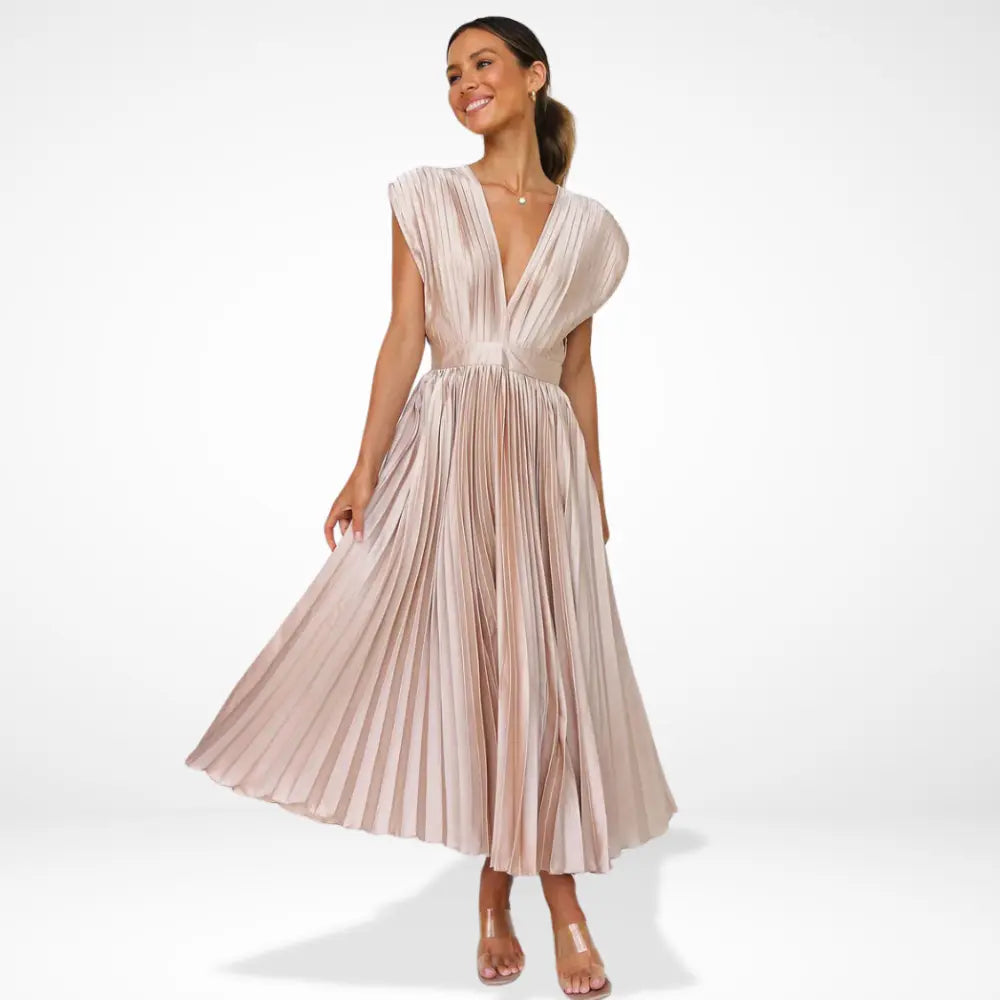 Vestido plisado con escote profundo – Wendy