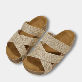 Sandalias con tiras cruzadas y trenza para mujer - Sandy