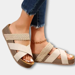 Sandalias con tiras cruzadas y trenza para mujer - Sandy