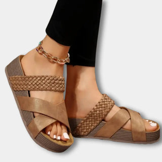 Sandalias con tiras cruzadas y trenza para mujer - Sandy