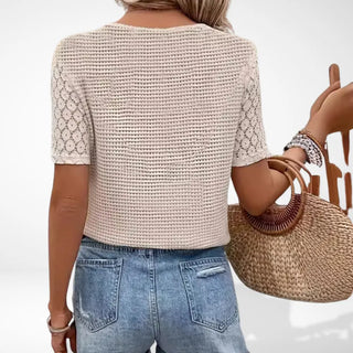 Camiseta mangas caladas escote V para Mujer – Lucy