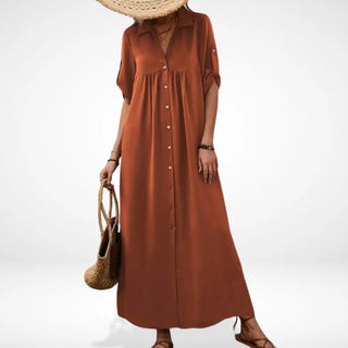 Vestido veraniego con abertura frontal y botones para mujer - Tessa