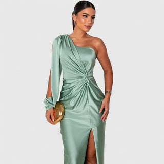 Vestido Largo Asimétrico De Una Manga Para Mujer | Eleonora