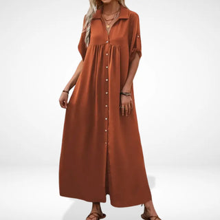 Vestido veraniego con abertura frontal y botones para mujer - Tessa