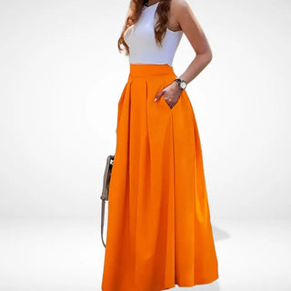 Falda larga con pliegues elegantes para Mujer – Leola