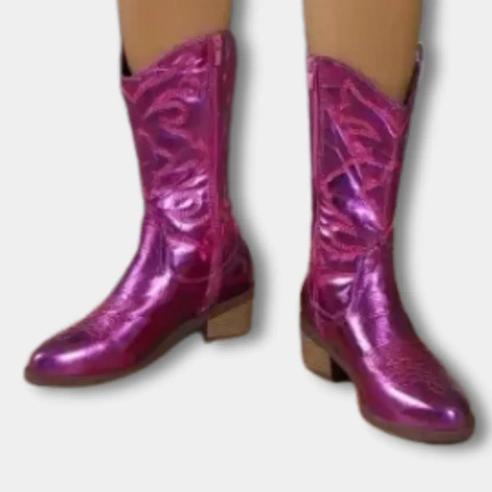 Botas cowboy bordado metalizado para Mujer – Lynn