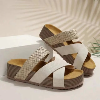 Sandalias con tiras cruzadas y trenza para mujer - Sandy