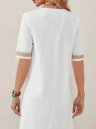 Vestido de verano con detalles en V -ck y crochet para mujeres - Minty 1