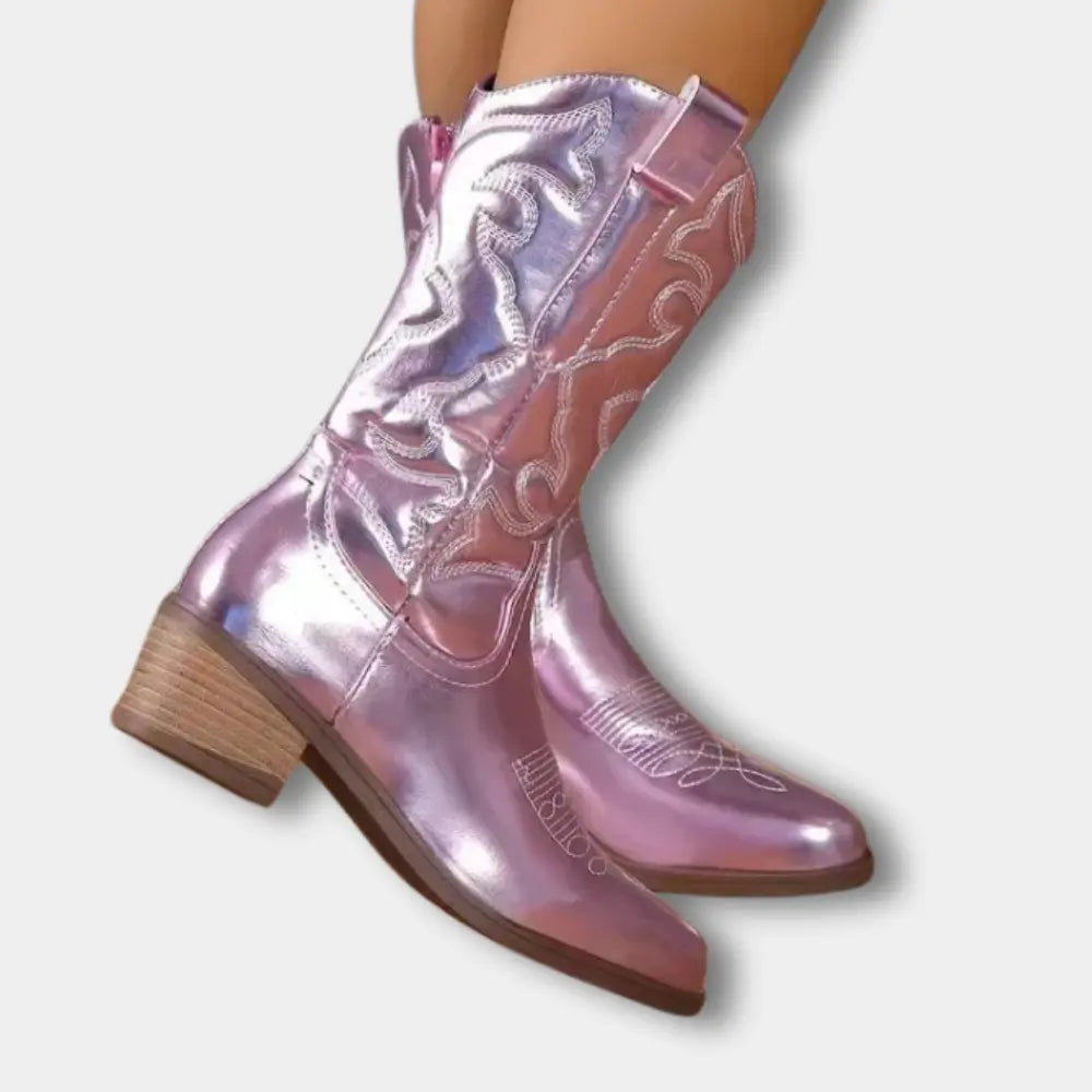 Botas cowboy bordado metalizado para Mujer – Lynn