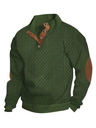 Donald | Suéter Henley de Hombre Texturizado con Cuello Alto y Botones
