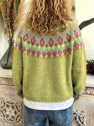 Savannah | Cárdigan de Mujer con Estampado Nórdico y Botones