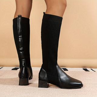 Lavinia | Botas de Punto hasta la Rodilla para Mujer con Tacón Grueso