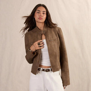 Mirabel | Chaqueta Corta con Efecto Cuero para Mujer