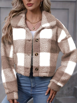 Sophia | Chaqueta de Cuadros Corta con Botones para Mujer