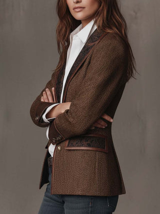 Margaux | Blazer Estructurado con Detalles Estampados para Mujer