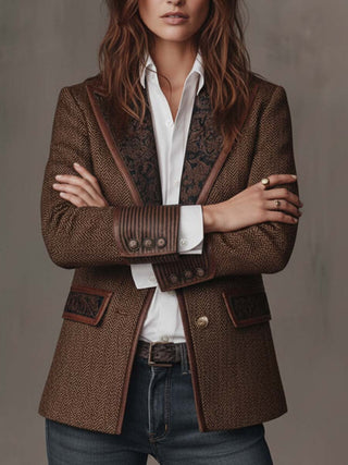 Margaux | Blazer Estructurado con Detalles Estampados para Mujer
