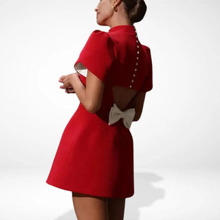 Vestido cóctel mini mangas abullonadas – Bates