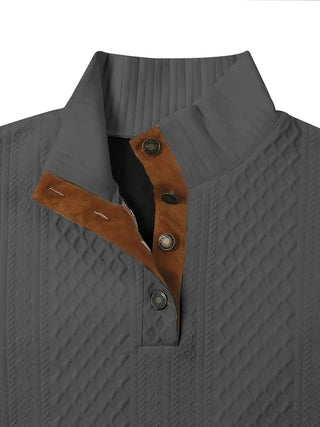 Donald | Suéter Henley de Hombre Texturizado con Cuello Alto y Botones