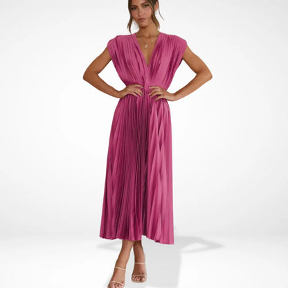 Vestido plisado con escote profundo – Wendy