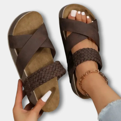 Sandalias con tiras cruzadas y trenza para mujer - Sandy