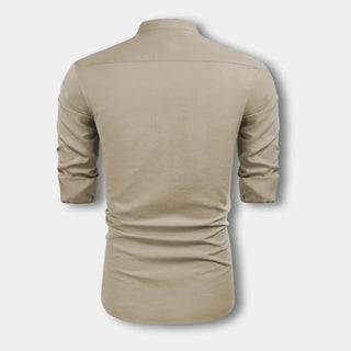 Blusa de botones con cuello mao para hombre – Hartman