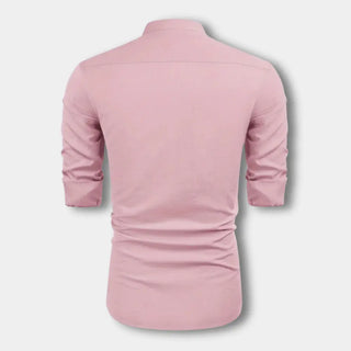 Blusa de botones con cuello mao para hombre – Hartman