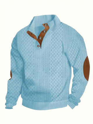 Donald | Suéter Henley de Hombre Texturizado con Cuello Alto y Botones