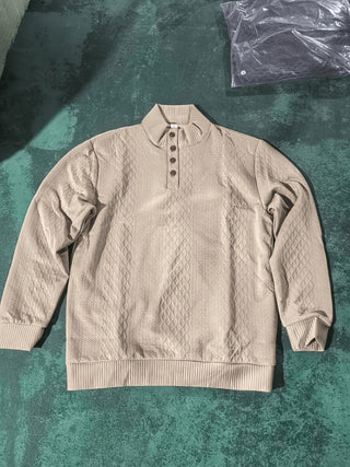 Donald | Suéter Henley de Hombre Texturizado con Cuello Alto y Botones