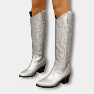 Botas vaqueras altas con bordado clásico para mujer - Jill