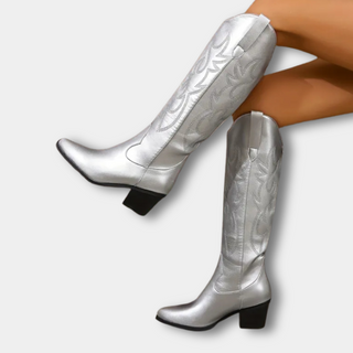 Botas vaqueras altas con bordado clásico para mujer - Jill