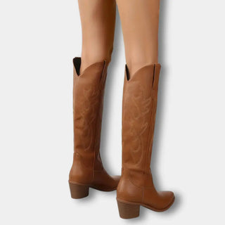 Botas vaqueras altas con bordado clásico para mujer - Jill