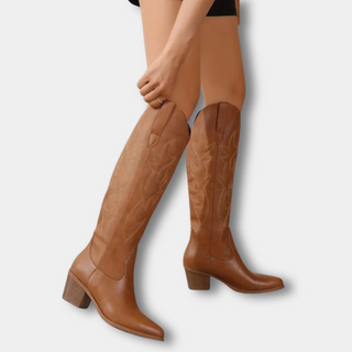 Botas vaqueras altas con bordado clásico para mujer - Jill
