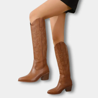 Botas vaqueras altas con bordado clásico para mujer - Jill