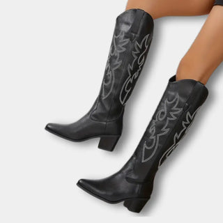 Botas vaqueras altas con bordado clásico para mujer - Jill