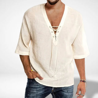 Camiseta Henley con escote cruzado – Benitez