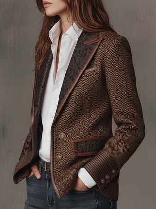 Margaux | Blazer Estructurado con Detalles Estampados para Mujer