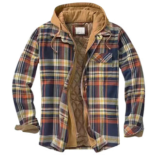 Orsino | Chaqueta de Hombre a Cuadros con Capucha y Forro Acolchado