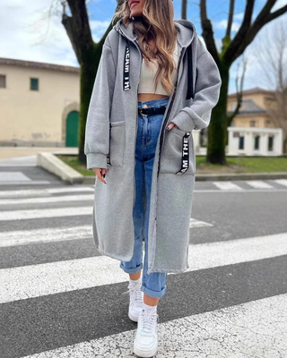 Sudadera Larga Con Capucha Para Mujer | Marina