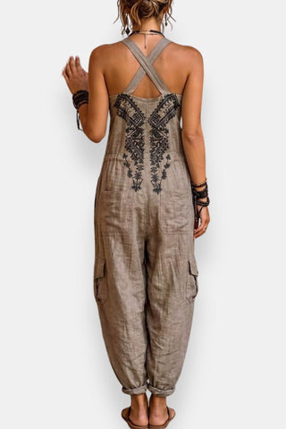Marina | Mono Bohemio de Mujer Bordado con Tirantes y Bolsillos