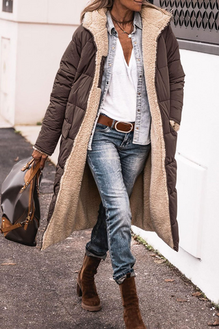 Solvarra | Abrigo Largo Reversible con Capucha para Mujer
