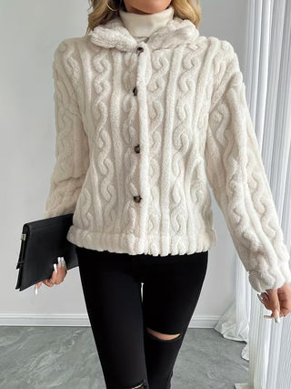 Calvera | Chaqueta Teddy Texturizada de Mujer con Botones Frontales