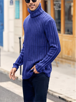 Brenvane | Suéter de Cuello Alto de Punto Canalé para Hombre
