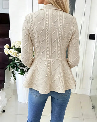 Leia | Cárdigan de Punto Geométrico de Mujer con Botones Dorados