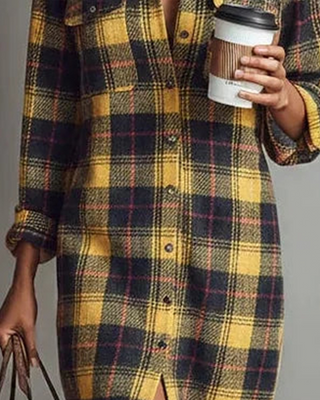 Valene | Vestido Camisero De Cuadros con Botones para Mujer