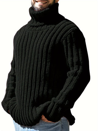 Brenvane | Suéter de Cuello Alto de Punto Canalé para Hombre