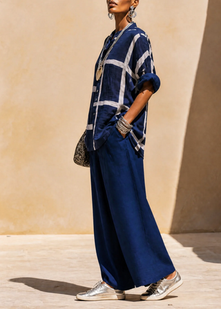 Lyra | Conjunto De Camisa y Pantalón con Estampado De Cuadros para Mujer
